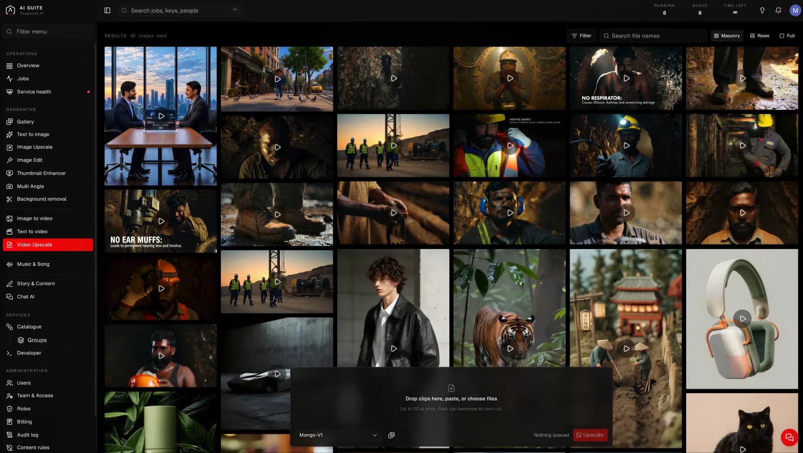 The video upscale page in the console